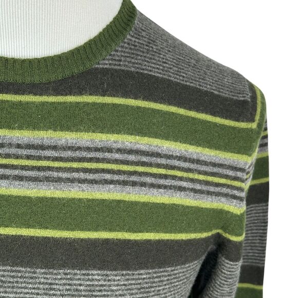 Etro Milano Sweater Women’s 2XL XXL Green Gray Striped Crew Neck 100% Wool - Picture 3 of 10